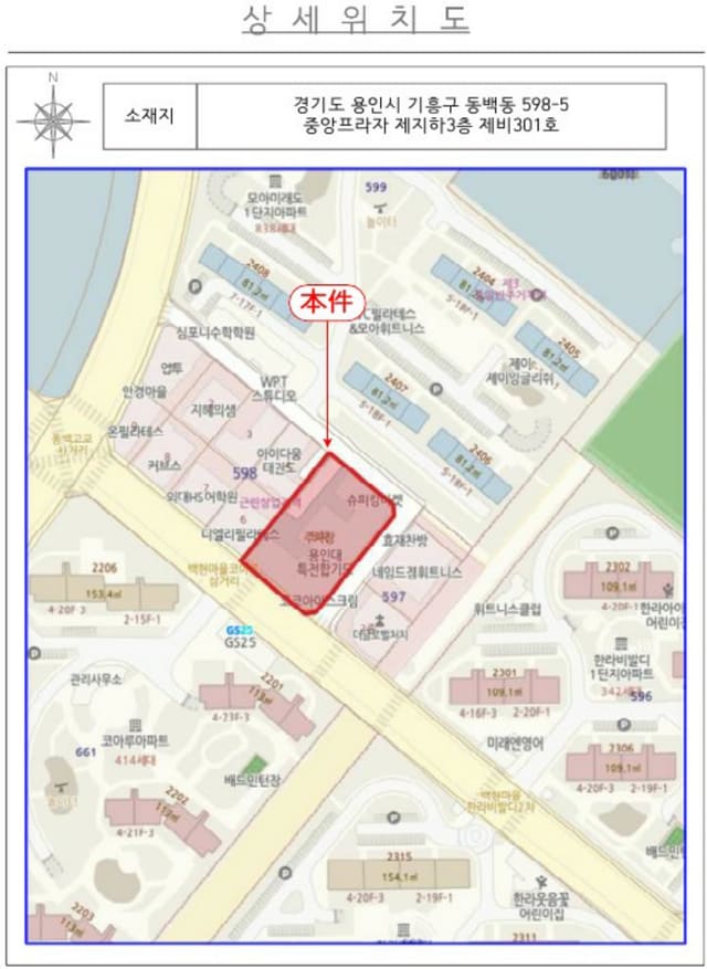 경기도 용인시 기흥구 동백동 598-5 중앙프라자 제지하3층 제비301호